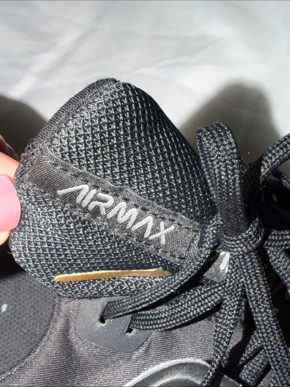 Nike AirMax Women's Black Sneakers with Gold Accent - size 10